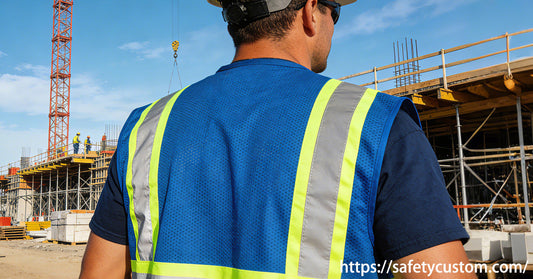 blue safety vest blue hi vis vest with logo