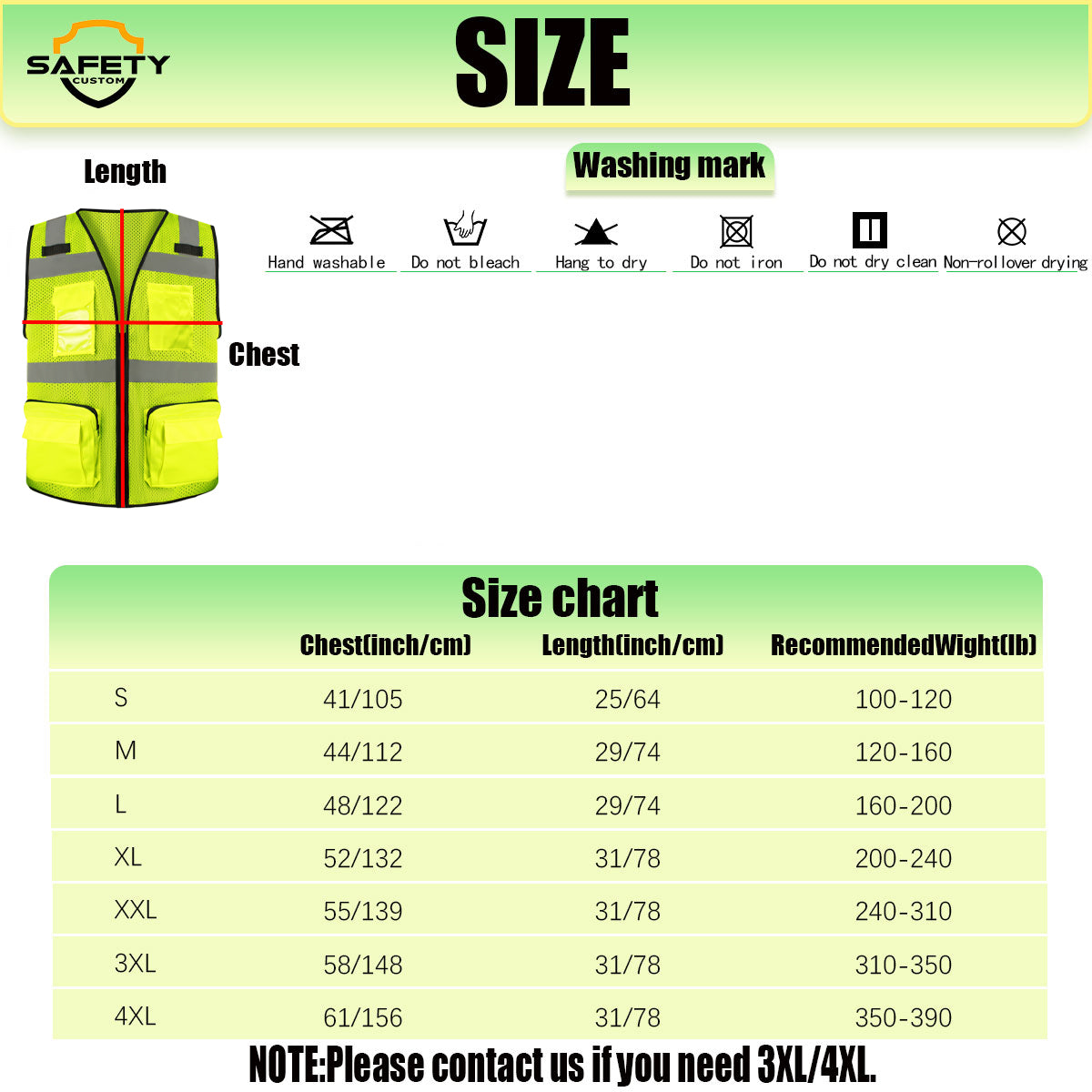 Custom Mesh Logo Safety Vest High Visibility Reflective Vest Customized Logo with Zipped Big Pockets Construction Workwear