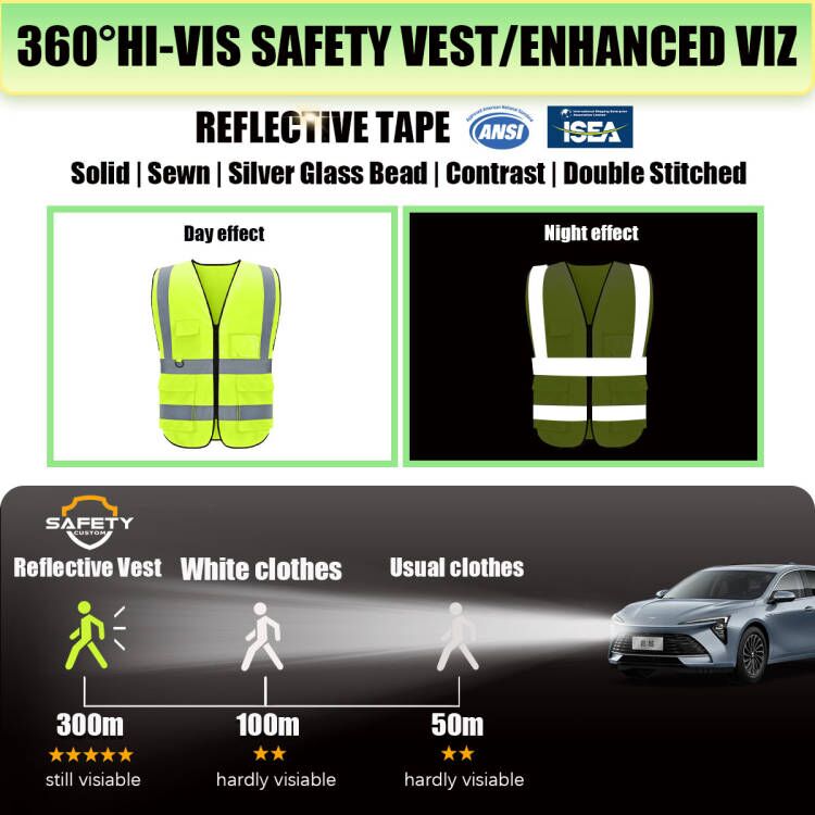 Custom safety vest customize hi vis vest reflective vest with logo yellow S M L XL XXL