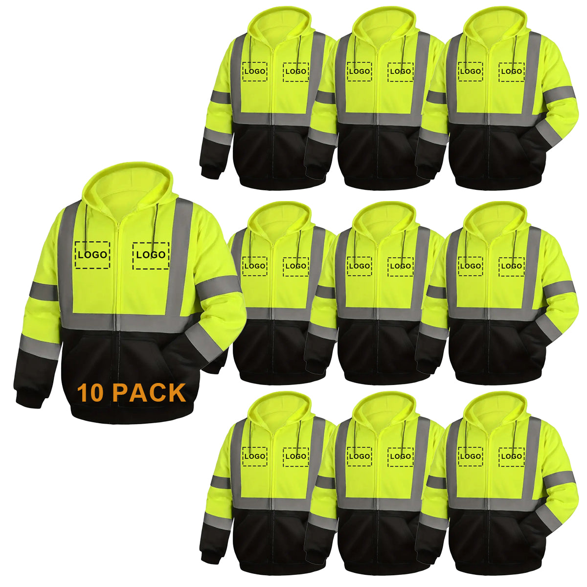 Custom Safety Jackets with LOGO Large Pocket Zipper for Construction & Work High Visibility Class 3