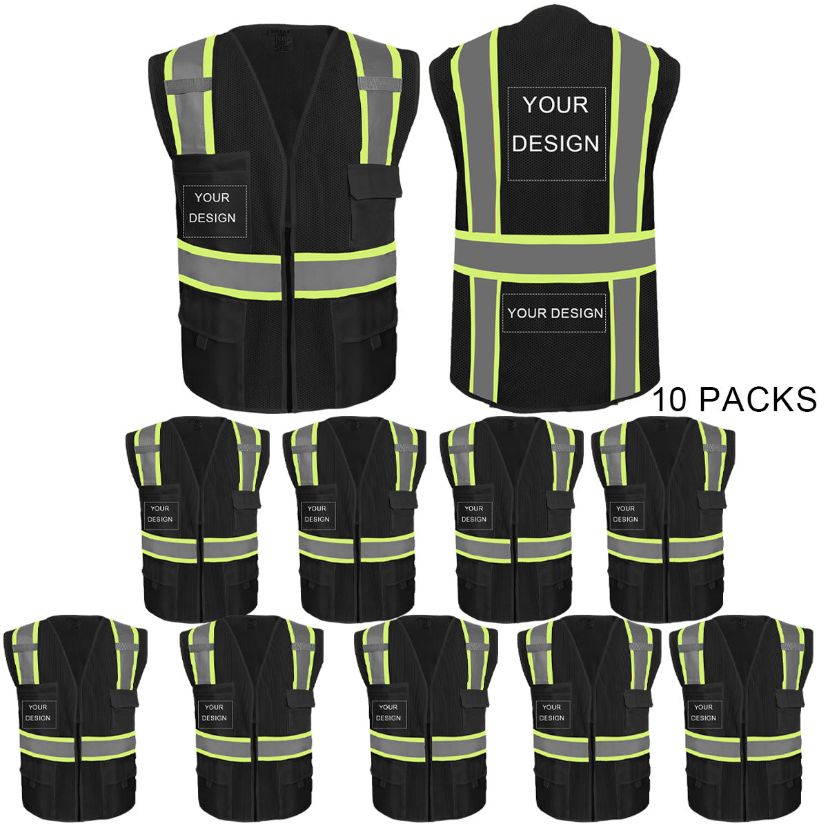 black work vest with logo zipper