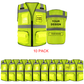 Custom Mesh Logo Safety Vest High Visibility Reflective Vest Customized Logo with Zipped Big Pockets Construction Workwear