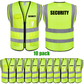 SECURITY Mesh Safety Vest with 5 Pokets and Zipper Reflective Vests Class 2 Visibility