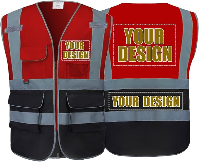 Custom Safety Vest Customized Logo with Pockets for Man Woman Construction Workwear High Visibility Reflective Class 2