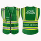 Custom Safety Vest LOGO Customized Hi Vis Reflective with Pockets and Zipper High Visibility Vest ANSI/ISEA 107 Class 2 Type R Compliant