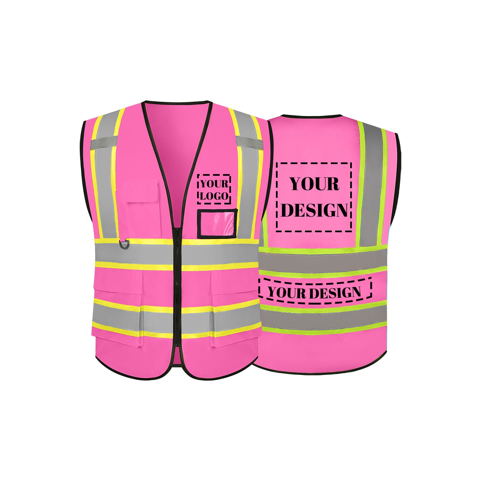 Custom safety vest customize hi vis vest reflective vest with logo pink safety vest S M L XL XXL