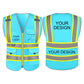 Custom Safety Vest LOGO Customized Hi Vis Reflective with Pockets and Zipper High Visibility Vest ANSI/ISEA 107 Class 2 Type R Compliant