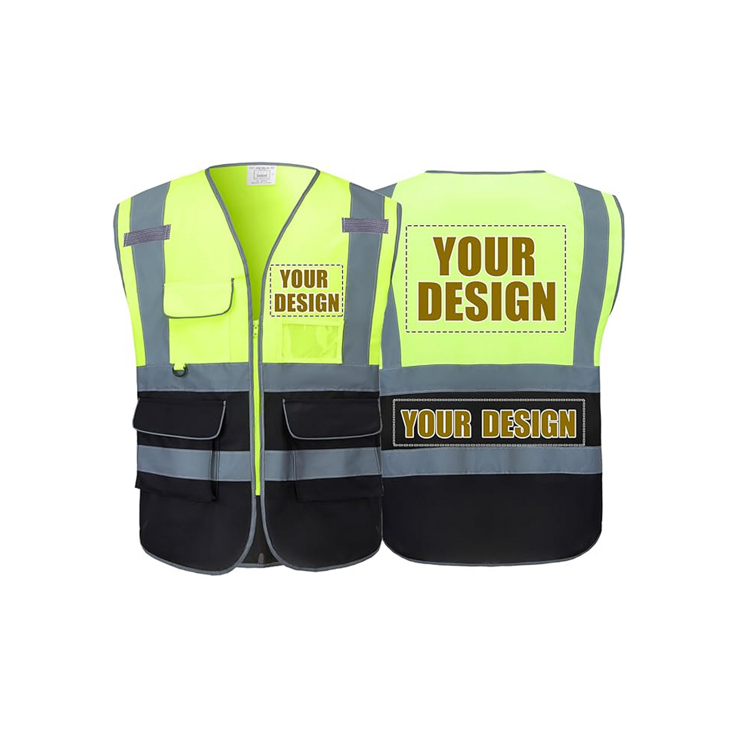 Custom Safety Vest Customized Logo with Pockets for Man Woman Construction Workwear High Visibility Reflective Class 2