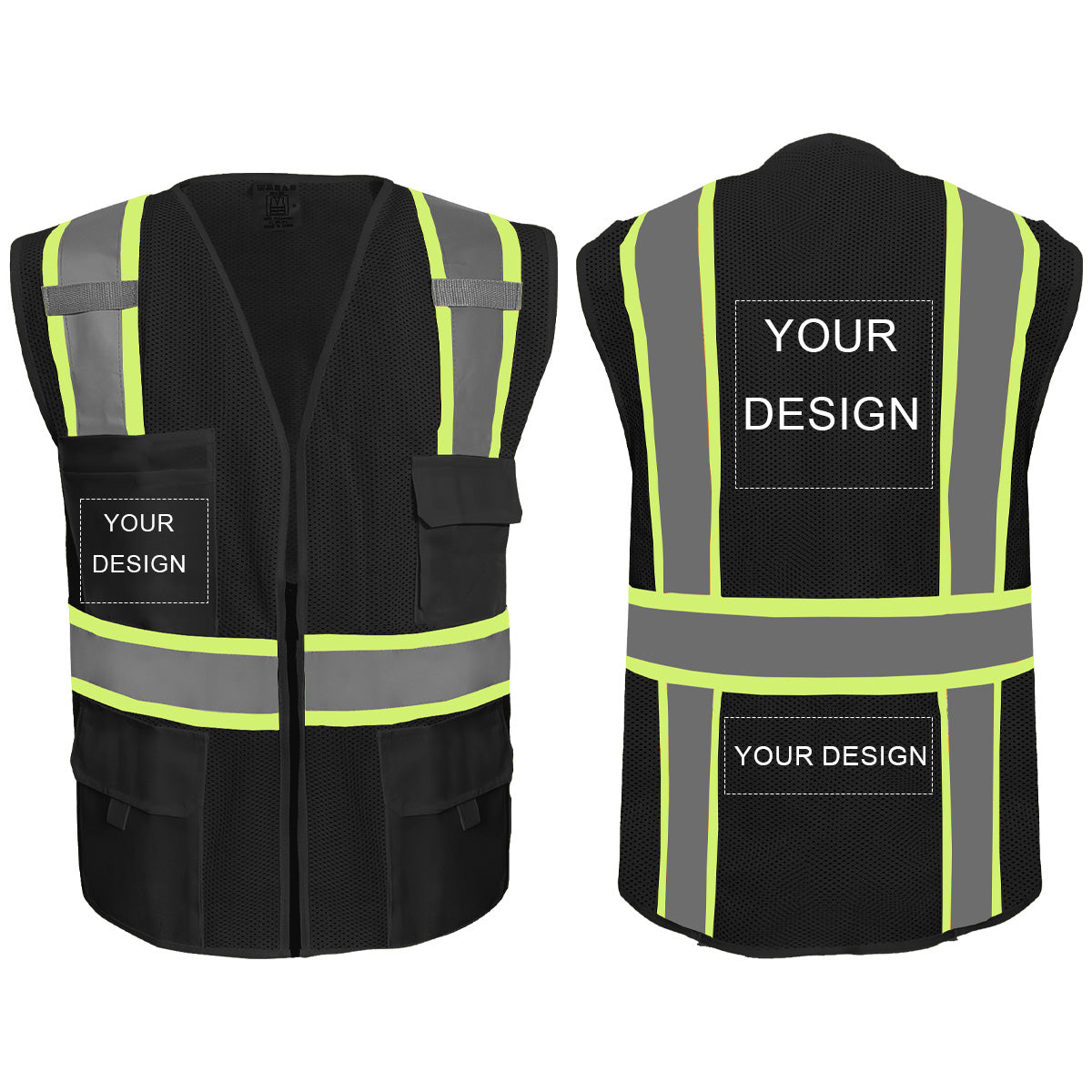 custom black high visibility vest with logo