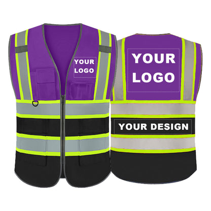 Chaleco de seguridad con logotipo personalizado, chaleco reflectante de alta visibilidad, clase 2 ANSI/ISEA con bolsillos, ropa de trabajo para exteriores, chaleco de alta visibilidad para construcción.