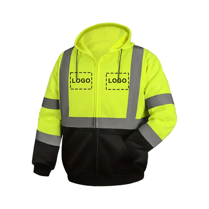 Custom Safety Jackets with LOGO Large Pocket Zipper for Construction & Work High Visibility Class 3