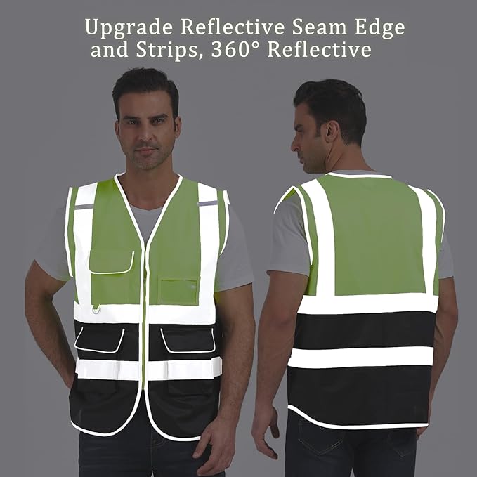 Custom Safety Vest Customized Logo with Pockets for Man Woman Construction Workwear High Visibility Reflective Class 2