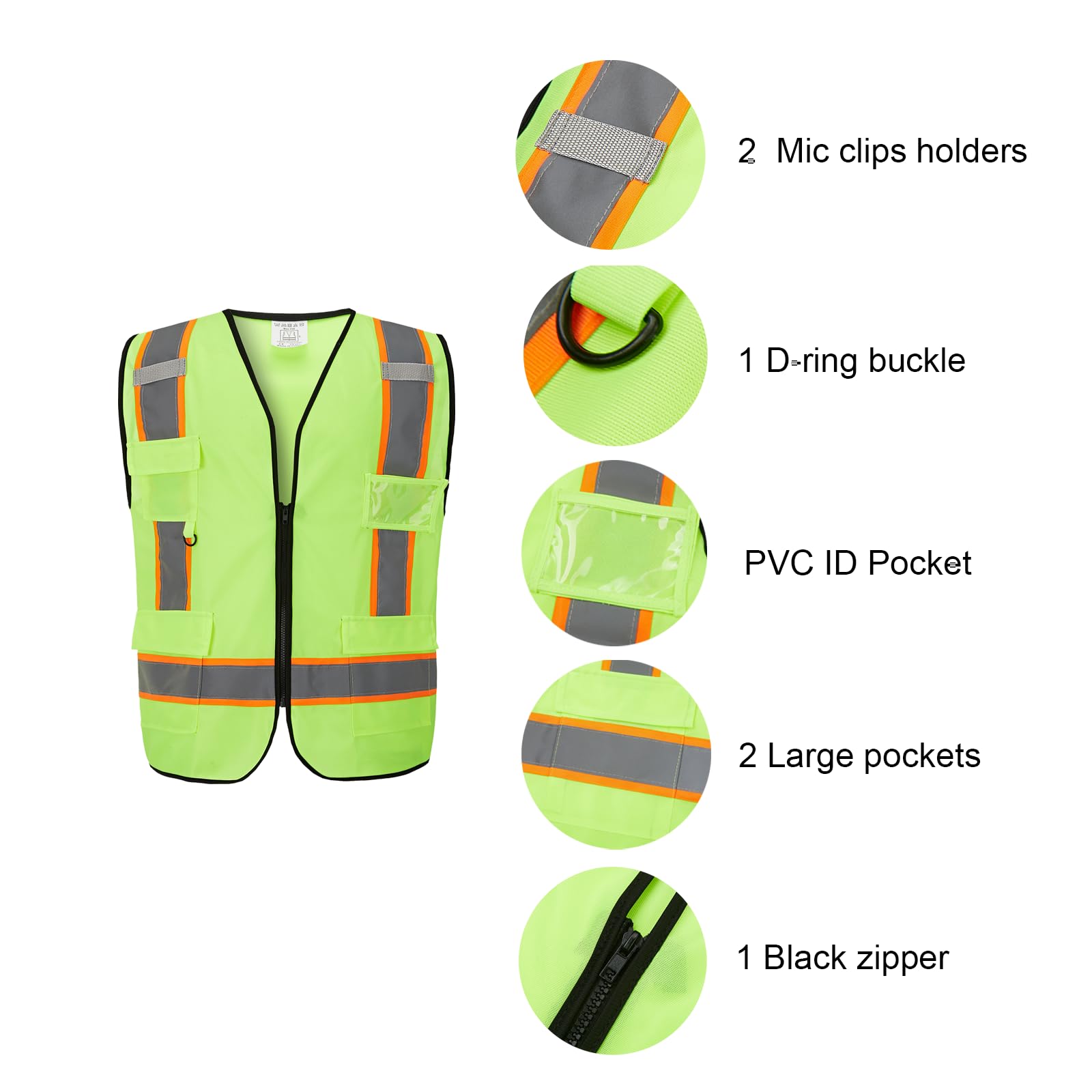 Class 1 High Visibility Reflective BLUE OR RED Safety Vest with ID Pocket