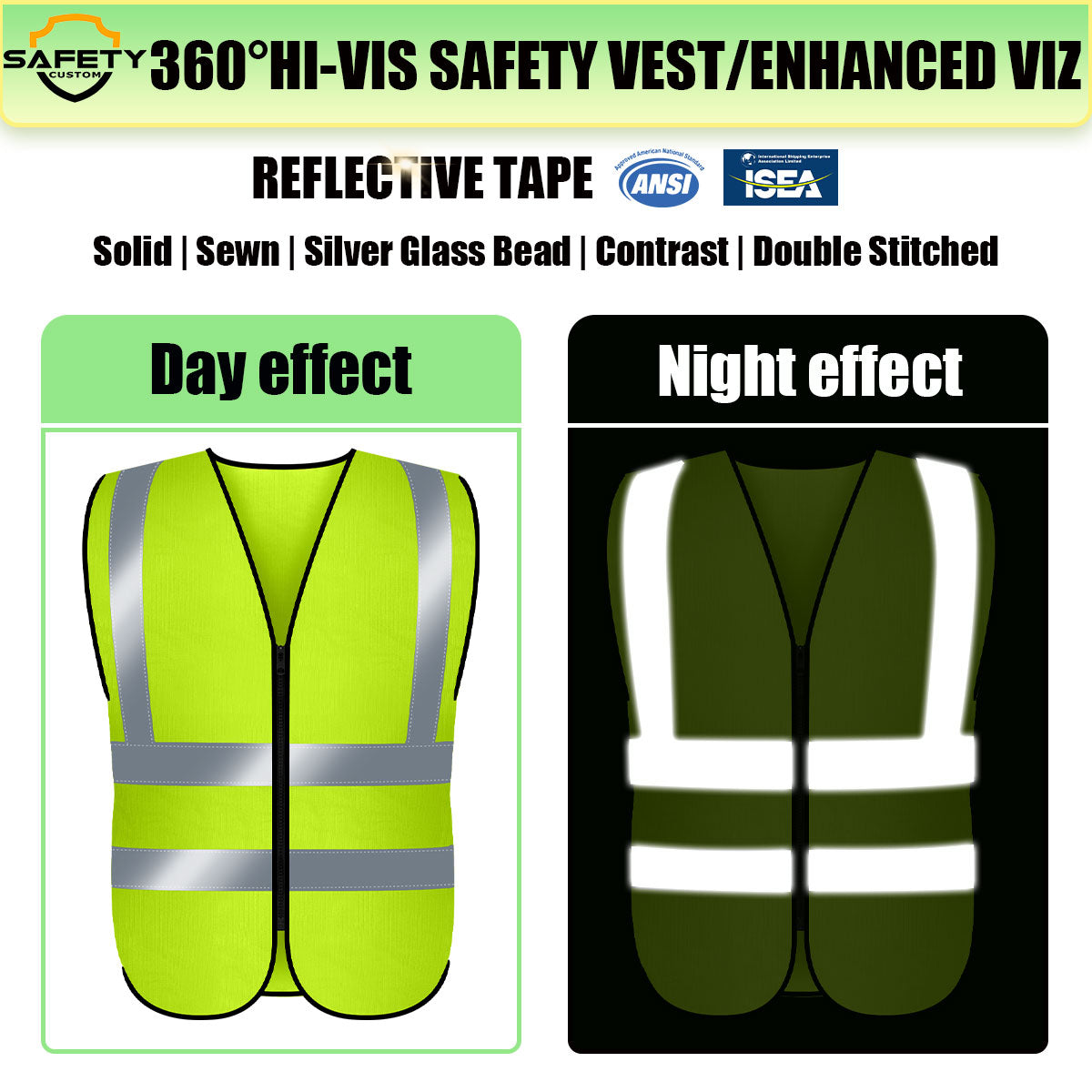 custom high vis vest safety vest design with pocket zipper company work vest volunteer vest