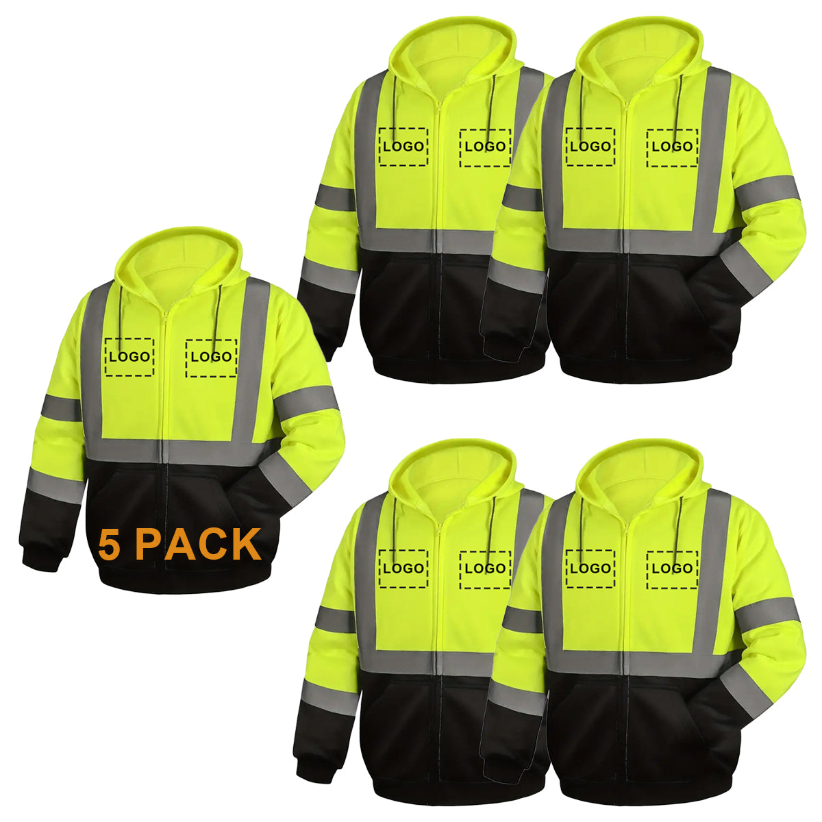 Custom Safety Jackets with LOGO Large Pocket Zipper for Construction & Work High Visibility Class 3