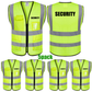 SECURITY Mesh Safety Vest with 5 Pokets and Zipper Reflective Vests Class 2 Visibility