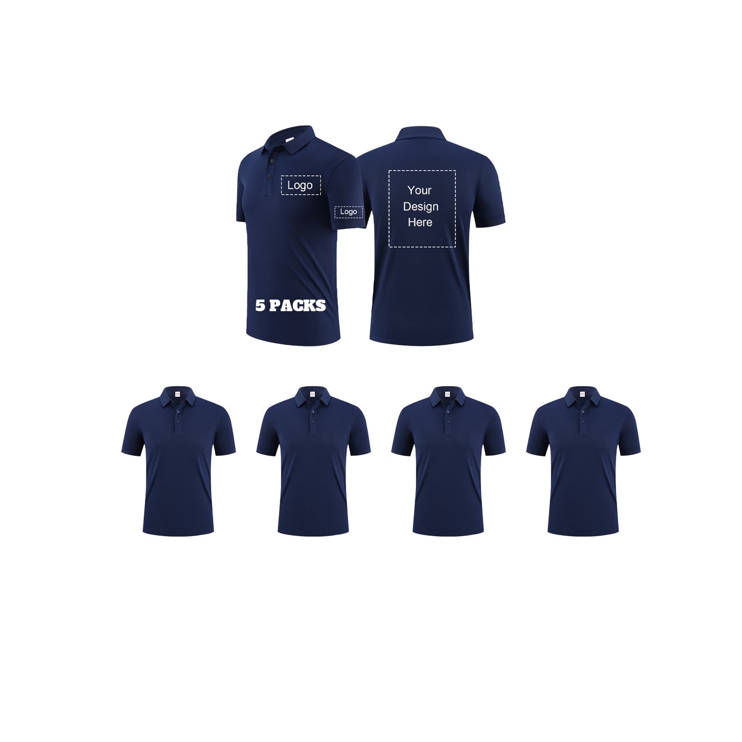 Custom polo shirts with logo 5 packs