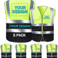 Custom Safety Vest Customized Logo with Pockets for Man Woman Construction Workwear High Visibility Reflective Class 2