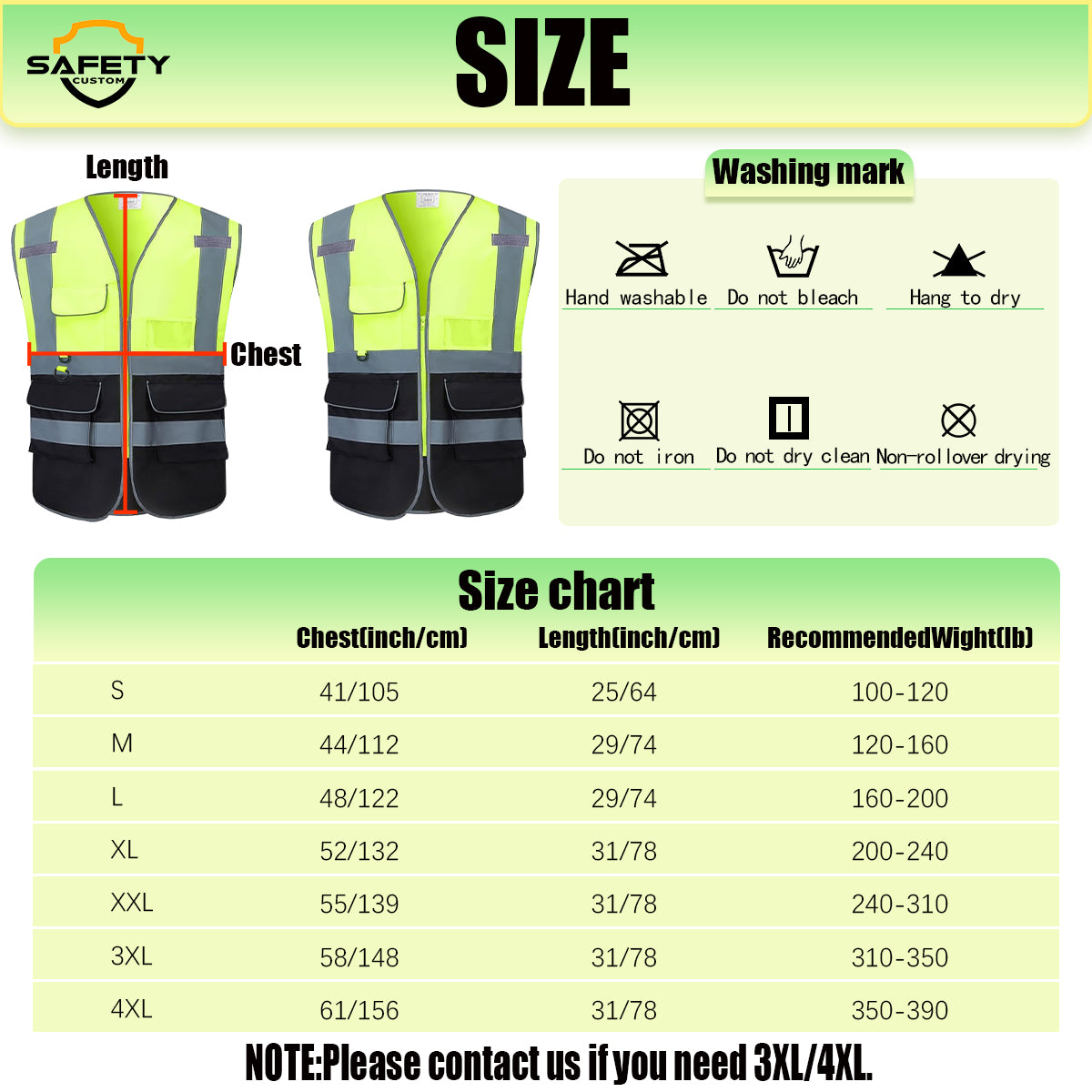 Custom Safety Vest Customized Logo with Pockets for Man Woman Construction Workwear High Visibility Reflective Class 2