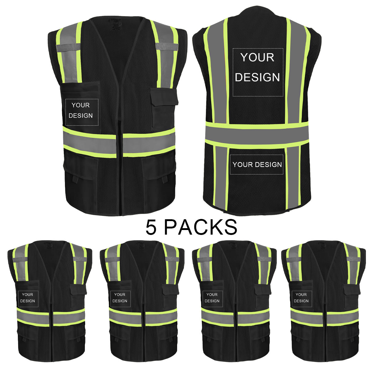 bulk safety vest with logo hi vis vest pockets
