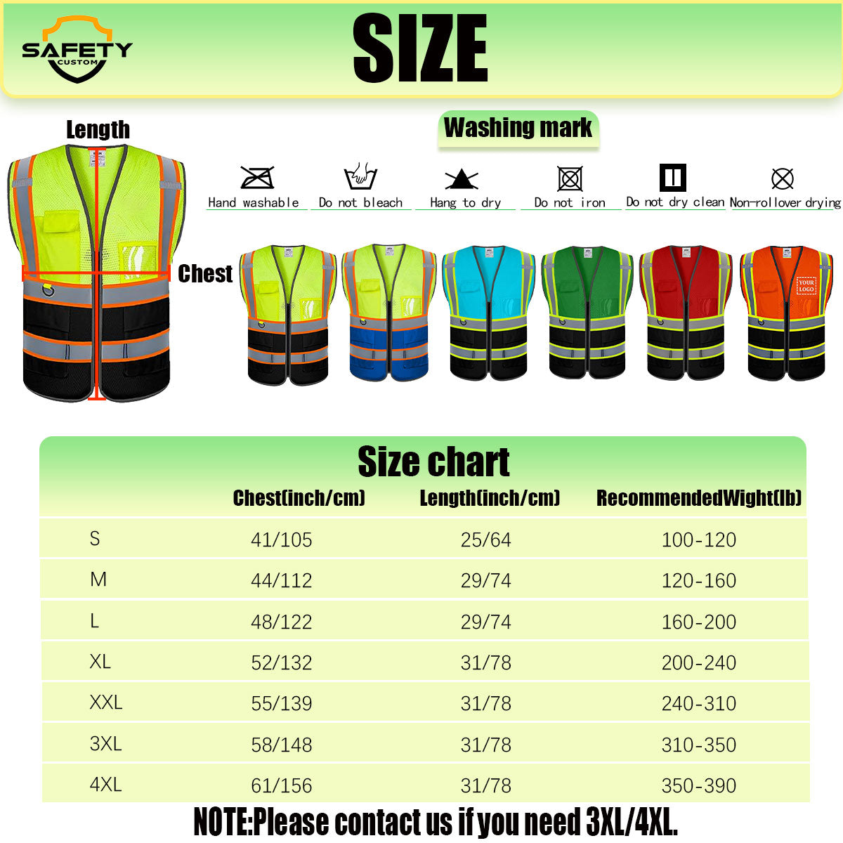 Mesh Safety Vest Customized Logo Class 2 High Visibility Reflective Vest with Pockets Construction