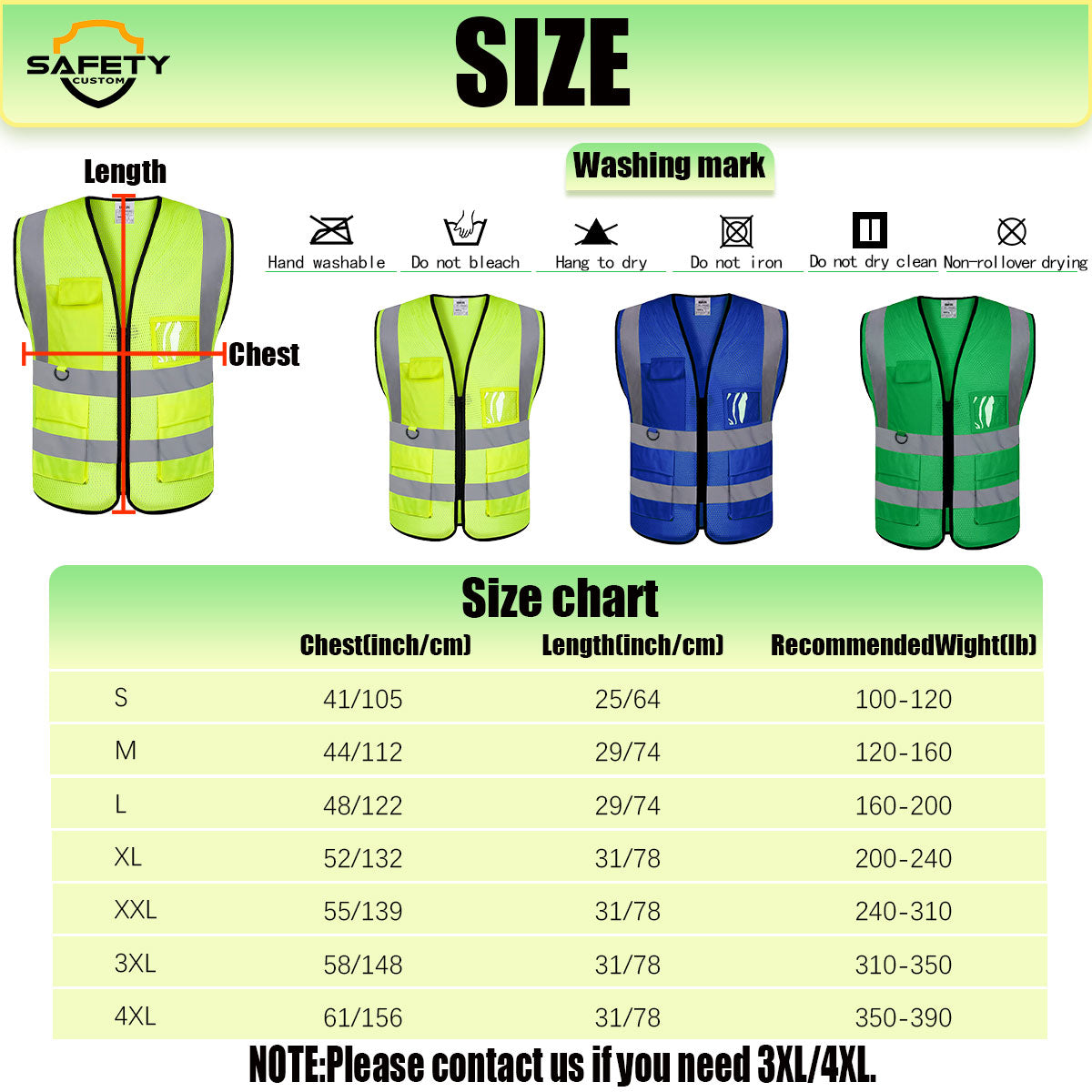 SECURITY Mesh Safety Vest with 5 Pokets and Zipper Reflective Vests Class 2 Visibility