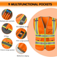 Custom Safety Vest LOGO Customized Hi Vis Reflective with Pockets and Zipper High Visibility Vest ANSI/ISEA 107 Class 2 Type R Compliant