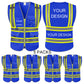 Custom Safety Vest LOGO Customized Hi Vis Reflective with Pockets and Zipper High Visibility Vest ANSI/ISEA 107 Class 2 Type R Compliant
