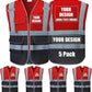 Custom Safety Vest Customized Logo with Pockets for Man Woman Construction Workwear High Visibility Reflective Class 2