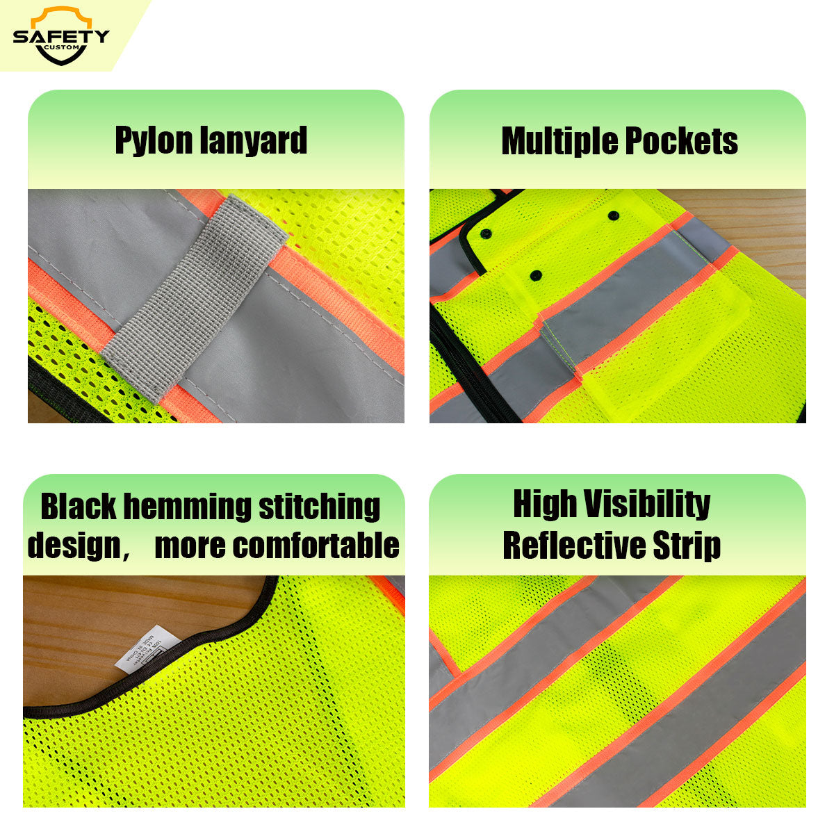 mesh safety vest with company name custom reflective vest safety vest logo printing design S M L XL 2XL 