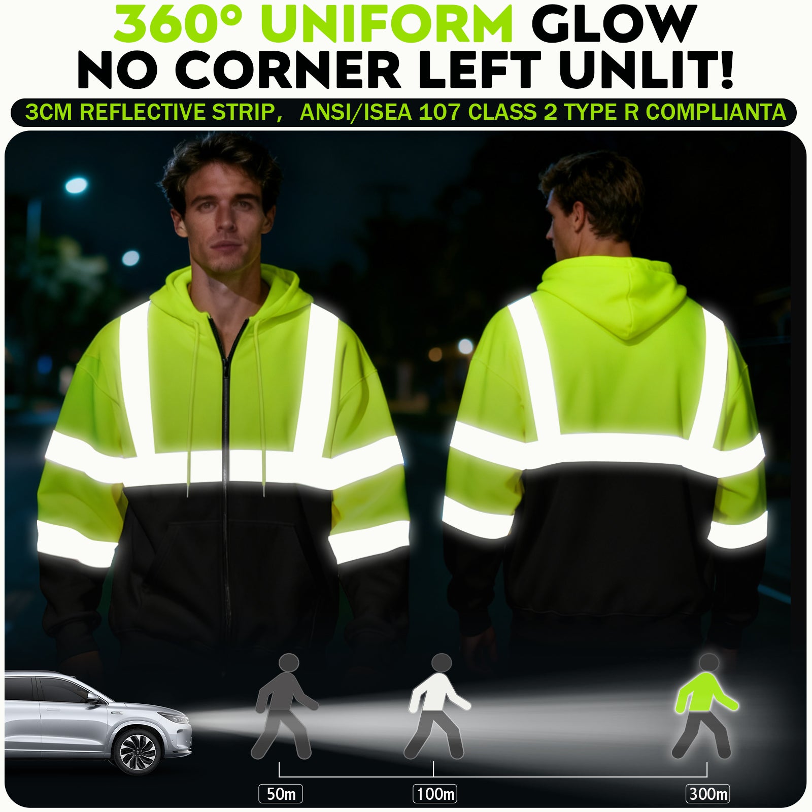 hi vis hoodies safety shirt jackets with zipper