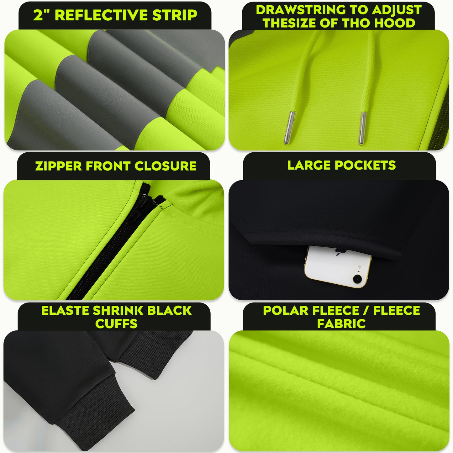 hi vis hoodies safety shirt jackets with zipper for work