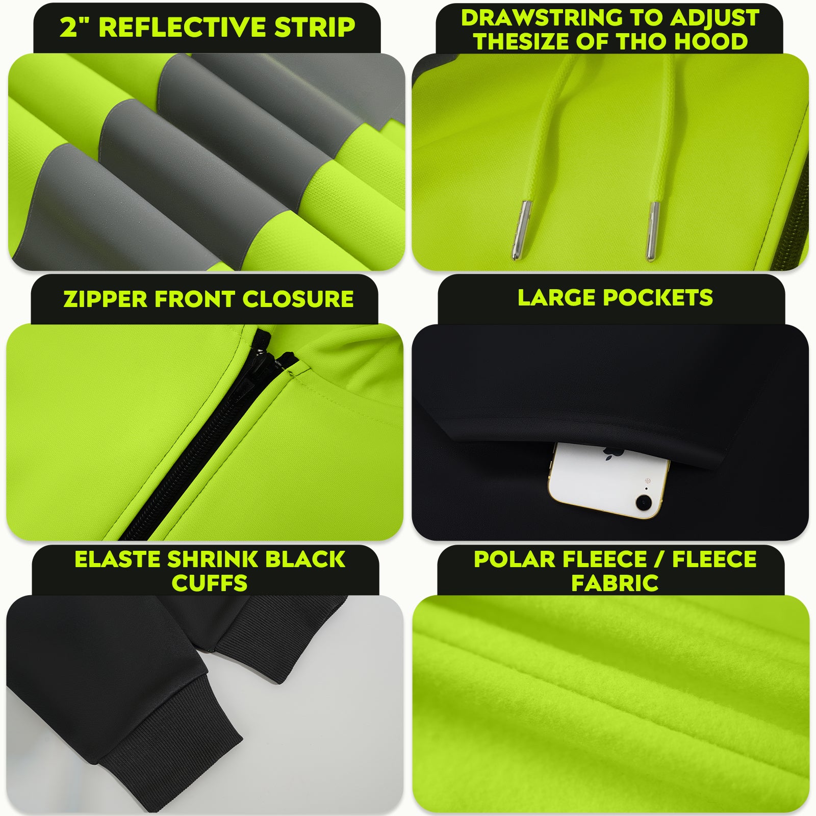 hi vis hoodies safety shirt jackets with zipper for work