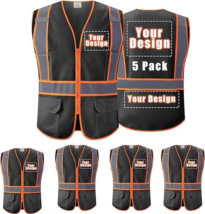 Personalized Hi-vis Custom Safety Vest with Pockets High Visibility Reflective Vest Class 2