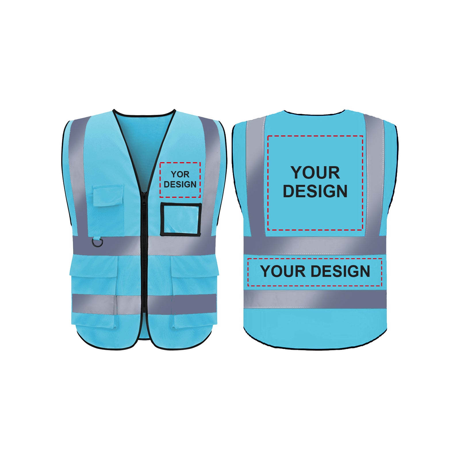 Custom blue safety vest customize hi vis vest reflective vest with logo print print your own design S M L XL XXL