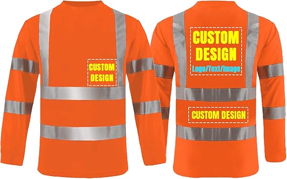 Custom High Visibility Shirts Long Sleeve Class 2 Reflective Shirts ANSI with Pocket Safety Shirts for Men and Women