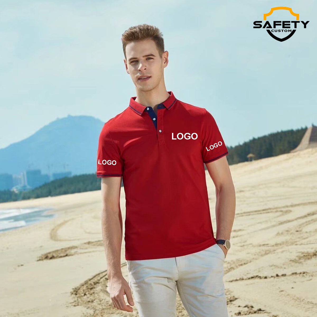 Custom Polo Shirts Cotton Polo Polyester Polo Shirts for Men Print Des Safety Custom