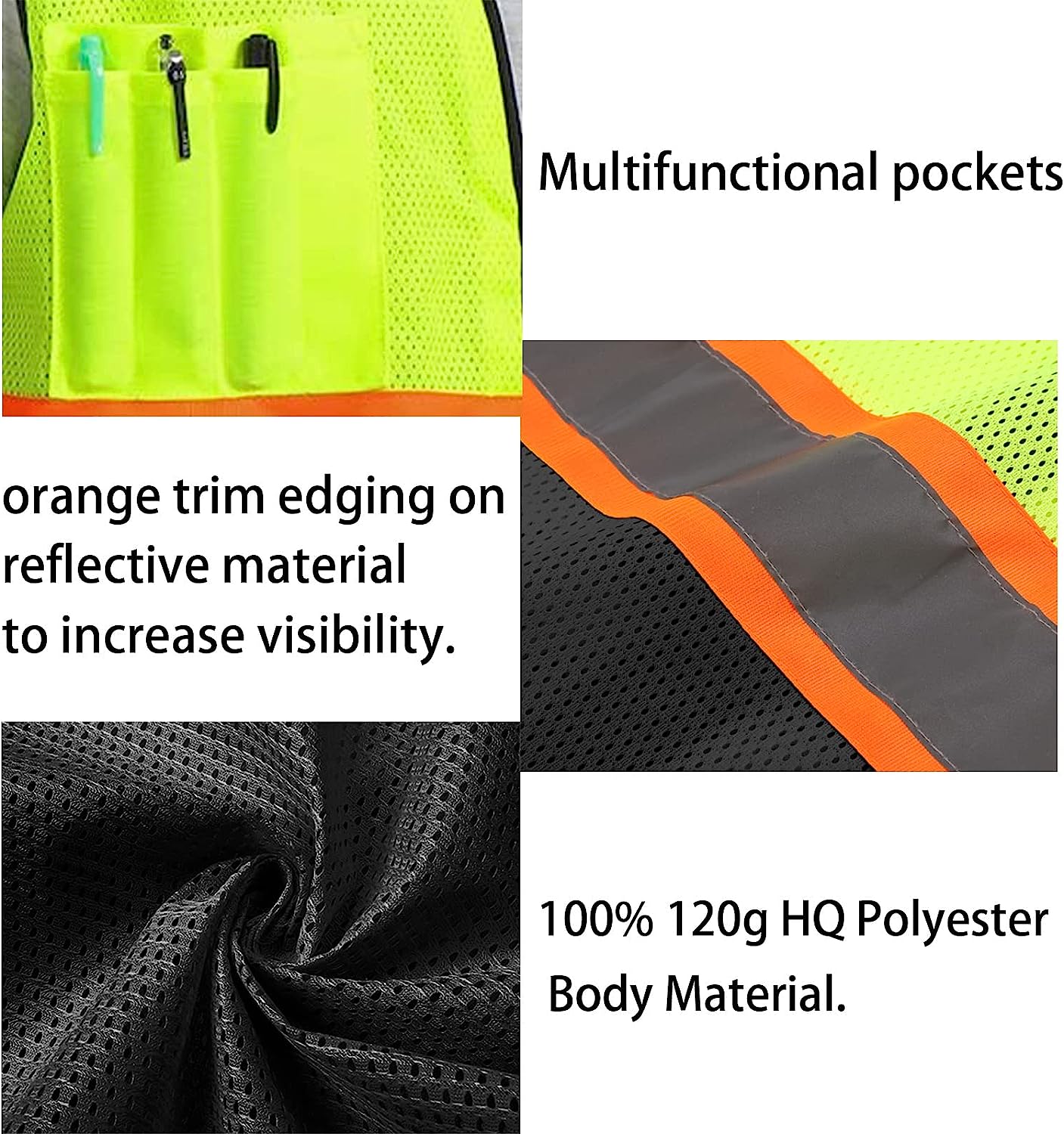 Custom Safety Vest Logo Reflective Vest to Work High Visibility Construction Vest Reflective Class 2 Type R Standard