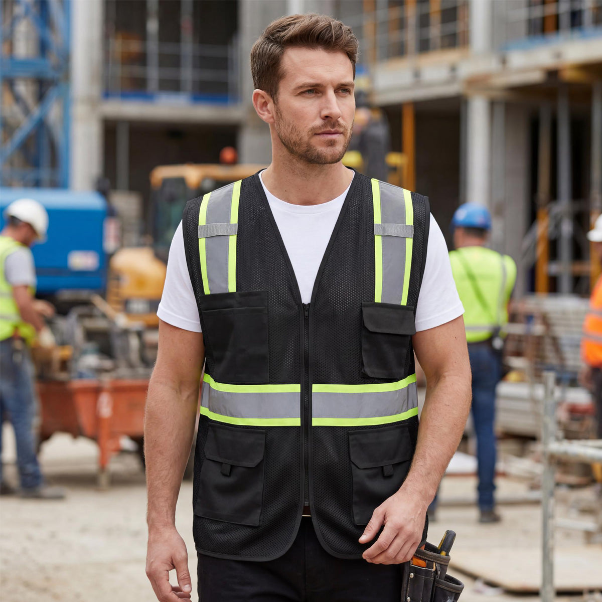 black high visibility vest with logo