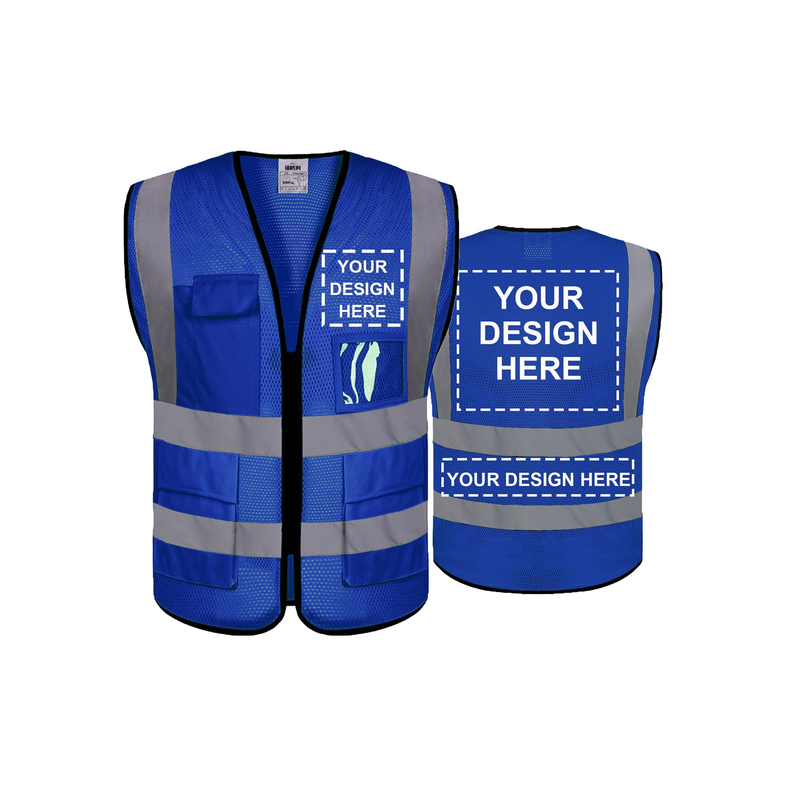 Custom blue safety vest customize hi vis vest mesh reflective vest with logo print your own design S M L XL XXL
