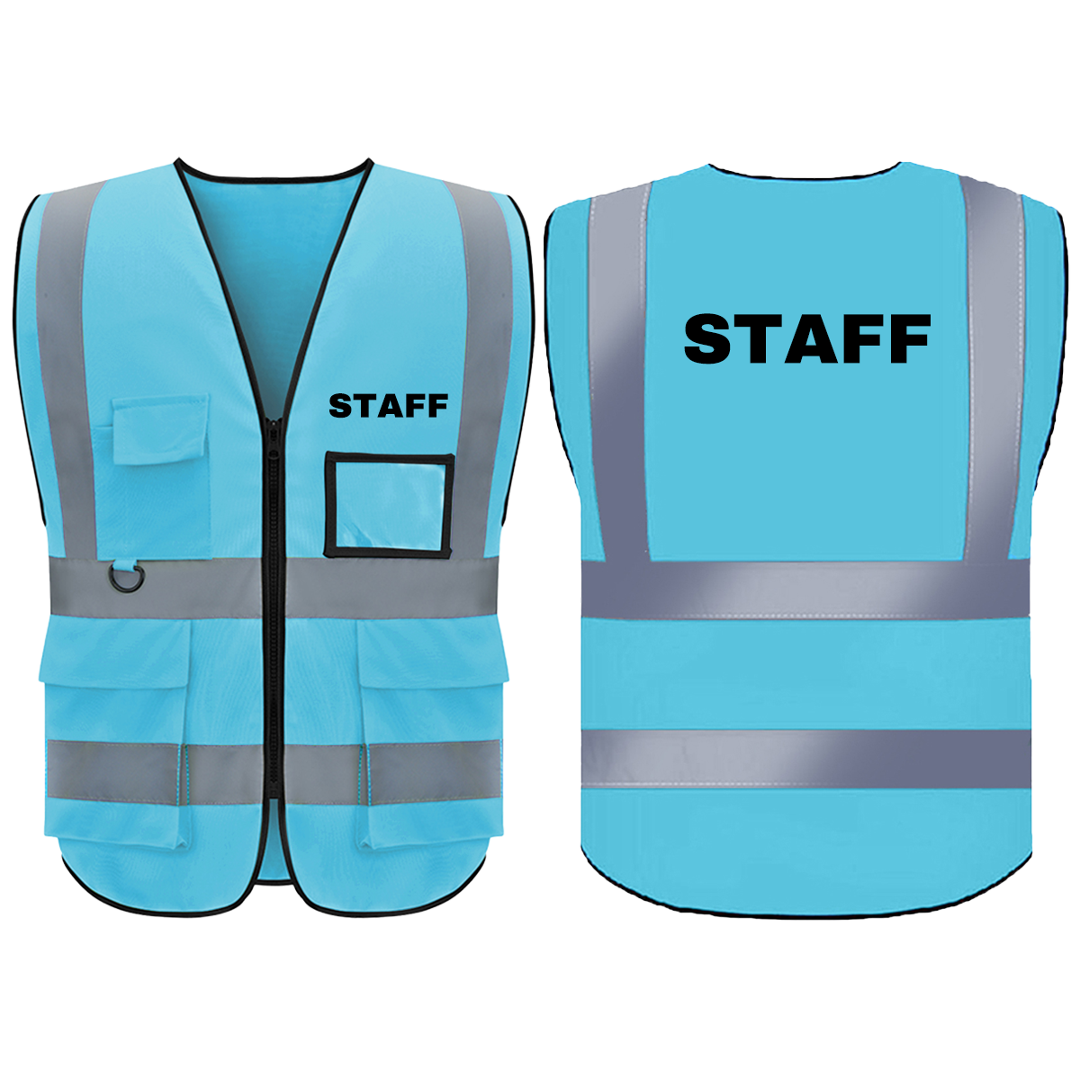 Staff Safety Vest with 5 Pokets and Zipper Reflective Vests Class 2 Visibility