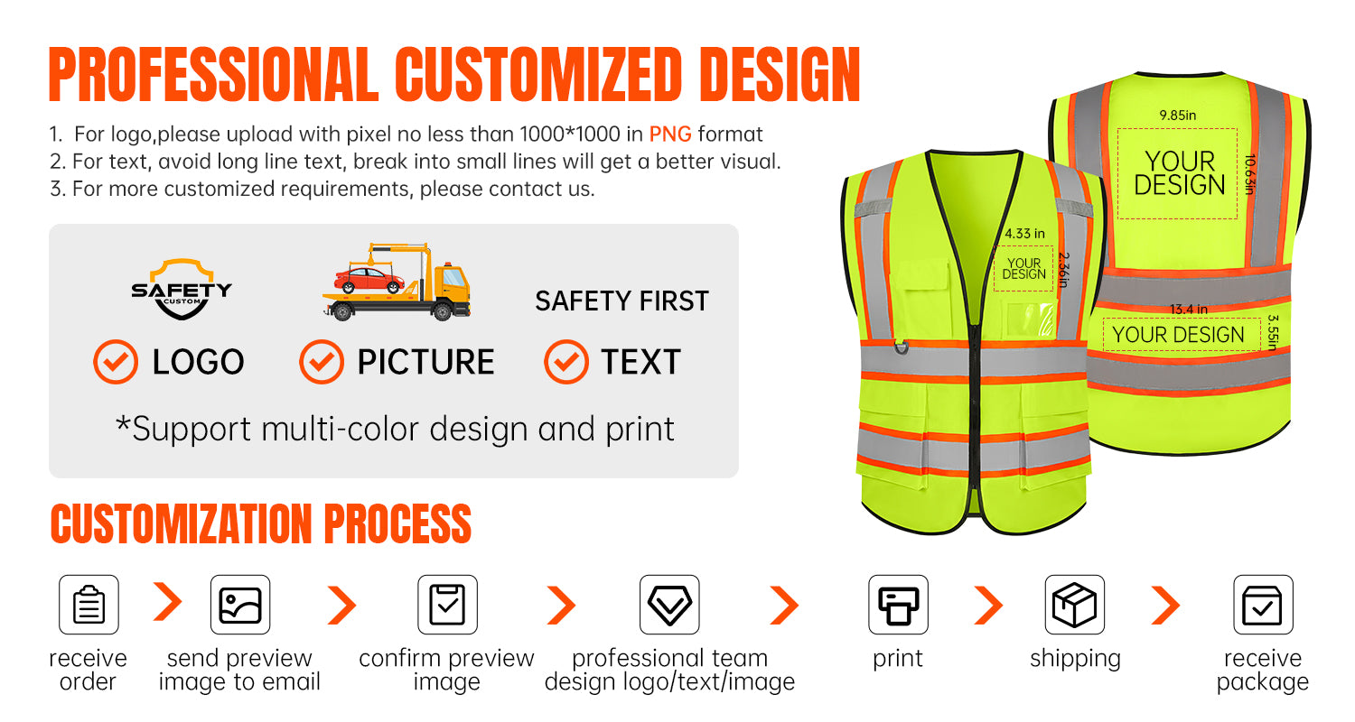 custom printed high visibility vest safety vest logo customize hi vis vest reflective vest with logo no minimum