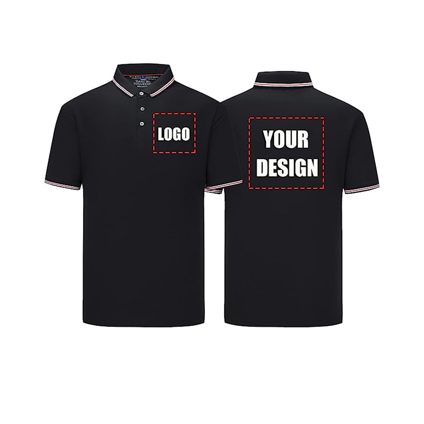 custom black polo shirts with logo text your design from 1PC size S M L XL 2XL