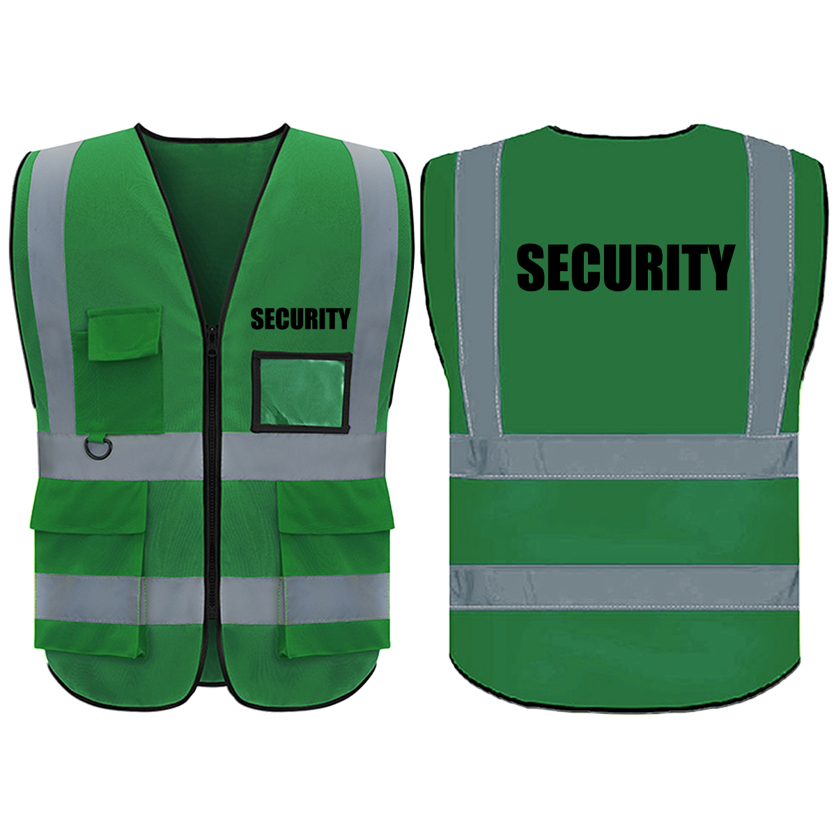 SECURITY Safety Vest with 5 Pokets and Zipper Reflective Vests Class 2 Visibility