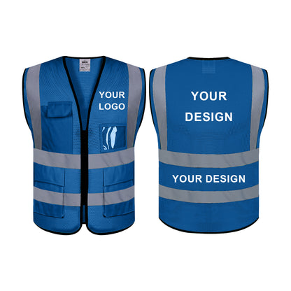 Chaleco de seguridad reflectante de malla transpirable, clase 2, ANSI, con 5 bolsillos y cremallera, alta visibilidad.