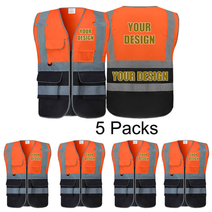 Chaleco de seguridad personalizado con logotipo personalizado y bolsillos para hombre y mujer, ropa de trabajo de construcción, reflectante de alta visibilidad clase 2.