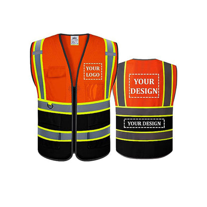 Custom safety vest customize hi vis vest reflective vest with logo orange safety vest  S M L XL XXL