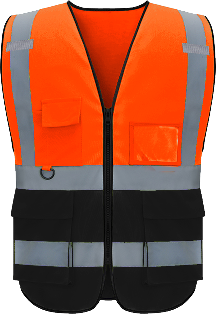 Gilet de sécurité réfléchissant personnalisé avec logo, lot de 1, classe 2, haute visibilité, pour le travail en extérieur, avec 5 poches multiples et fermeture éclair (impression gratuite, sans minimum de commande).