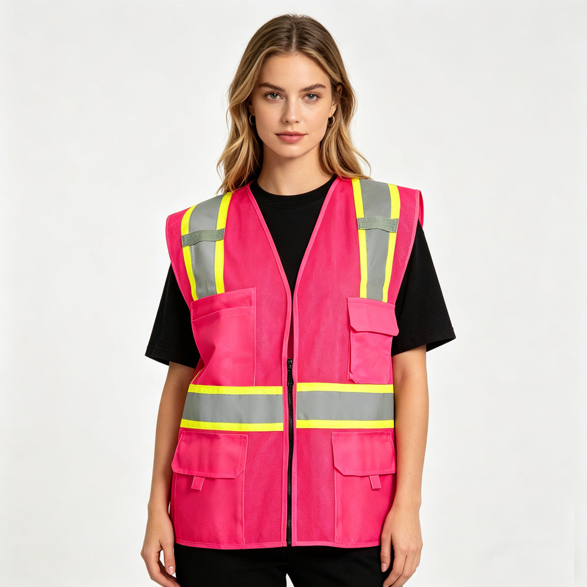 pink safety vest with logo