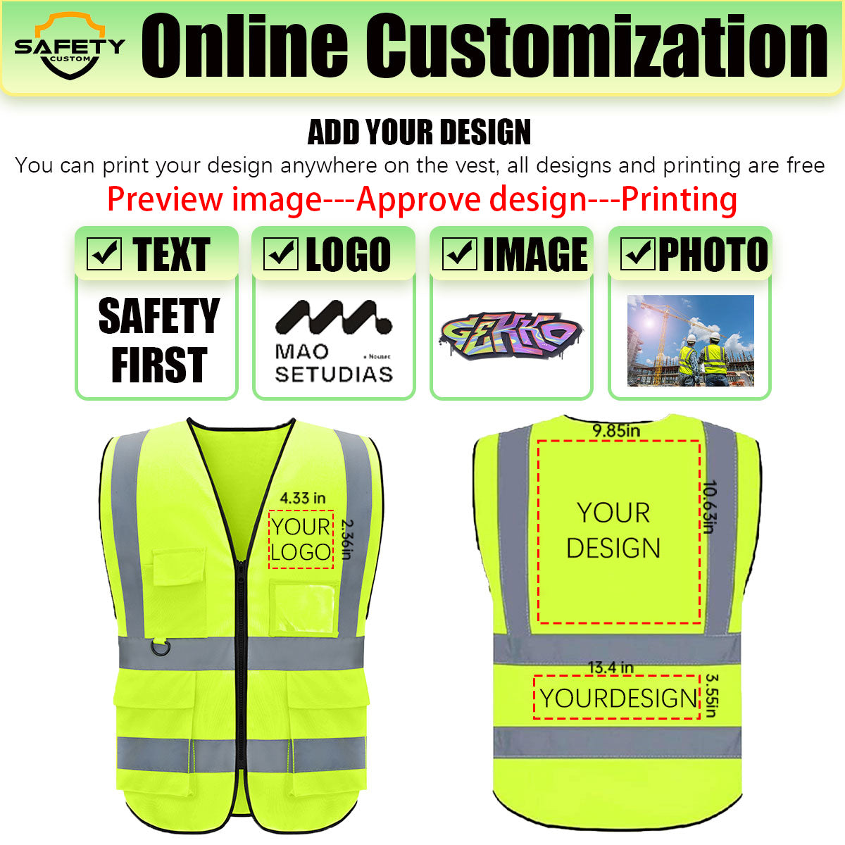 custom safety vests with logo printing your design hi vis vest reflective